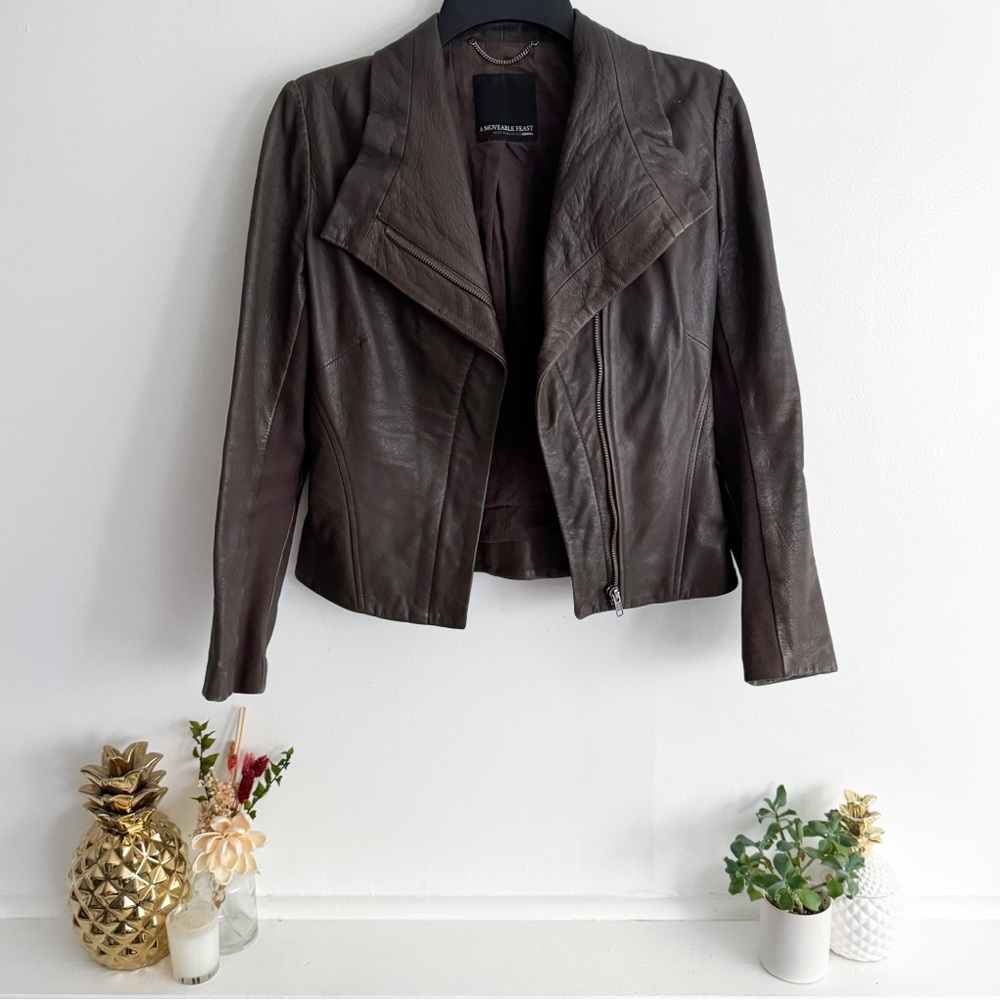 Aritzia A Moveable Feast Lamb Leather Moto Jacket